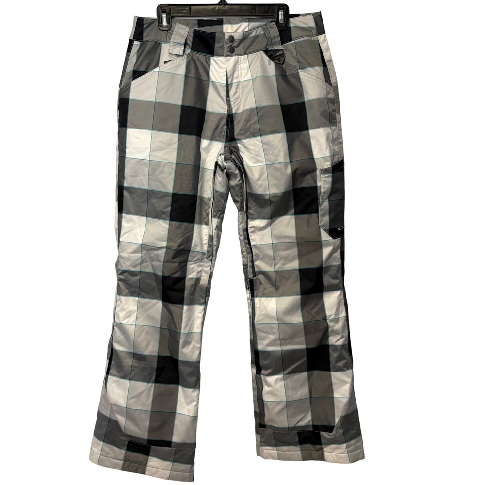 Oakley Black and Gray Plaid Men Snow Pants